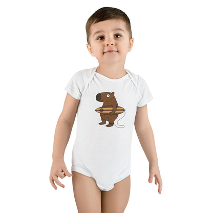 Capybara Surfer - Baby Short Sleeve 100% Cotton Onesie