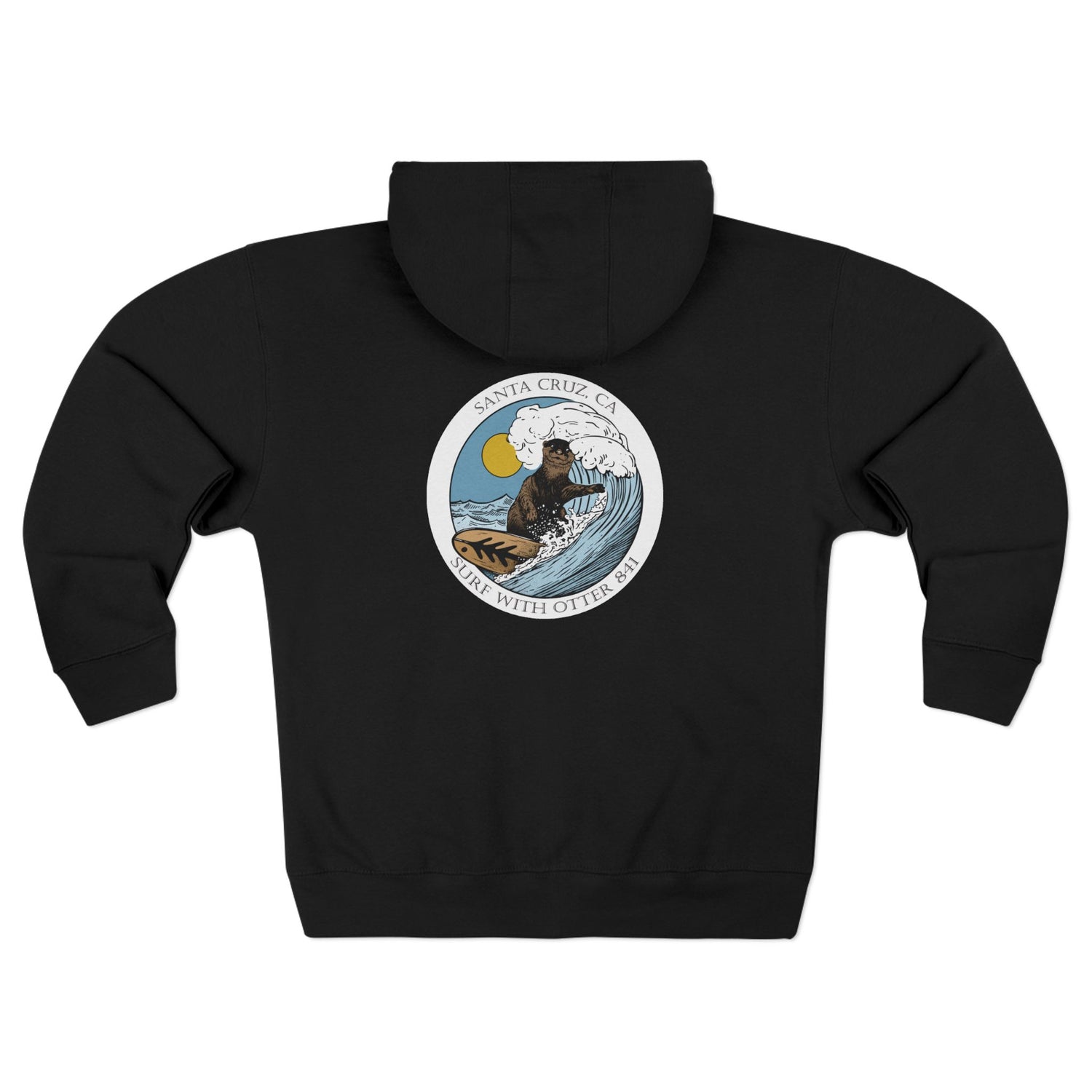 Surf with Otter 841 by Thiago Bianchini Unisex - Zip Cotton Blend Fleece Hoodie
