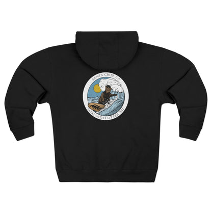 Surf with Otter 841 by Thiago Bianchini Unisex - Zip Cotton Blend Fleece Hoodie