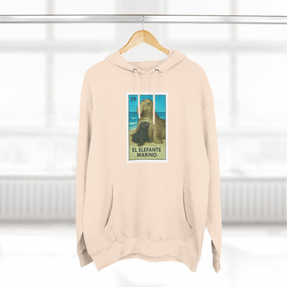 Elephant Seal Lotería Unisex - Pull-Over Cotton Blend Fleece Hoodie (El Elefanto Marino)