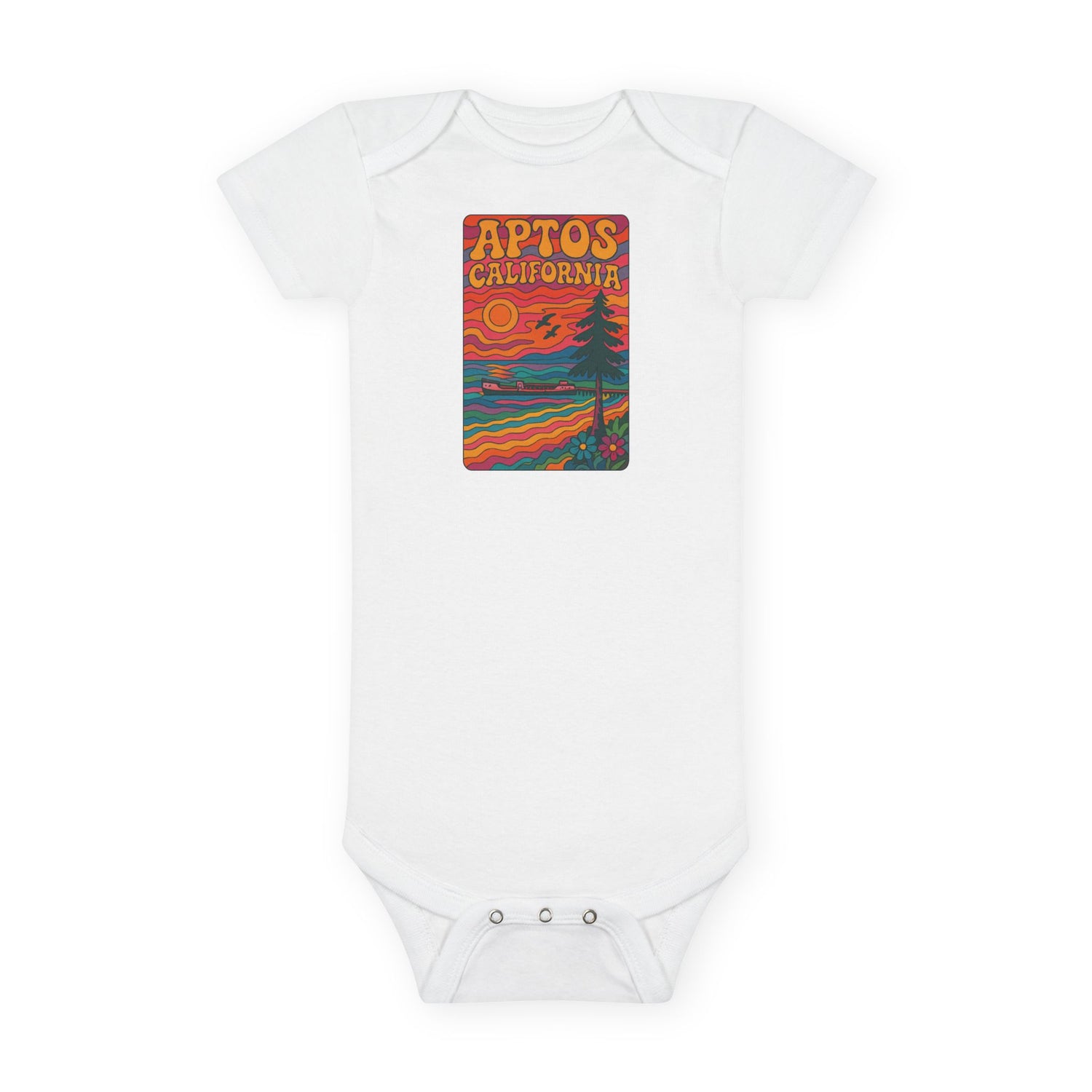 Aptos California Psychedelic - Baby Short Sleeve 100% Cotton Onesie