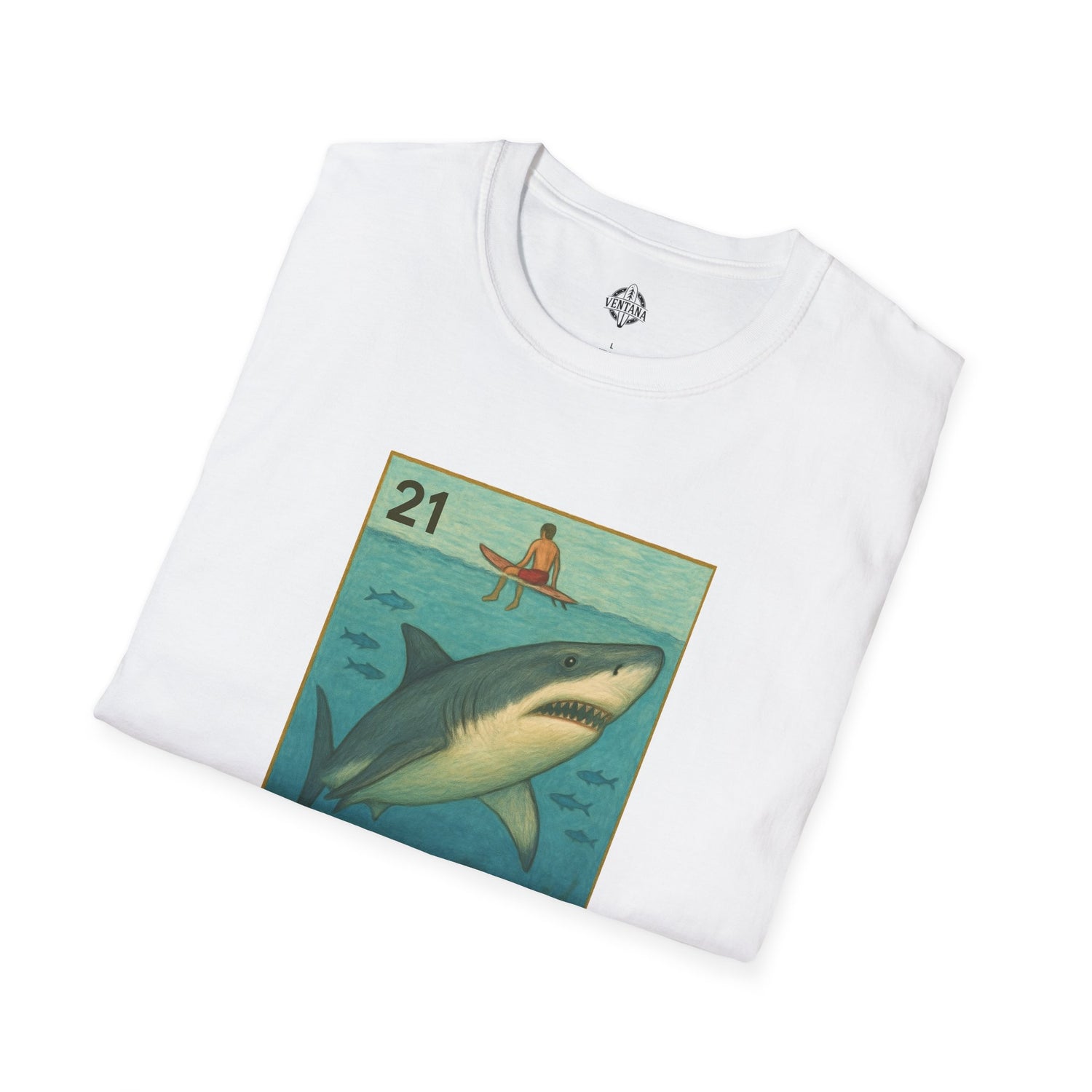 Shark Lotería Unisex - Soft Style U.S. Cotton T-Shirt (El Tiburón)