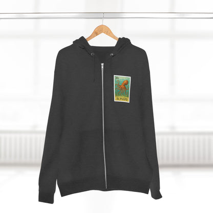 Octopus Lotería Unisex - Zip Cotton Blend Fleece Hoodie (El Pulpo)