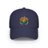Navy blue cap with a logo on a white background