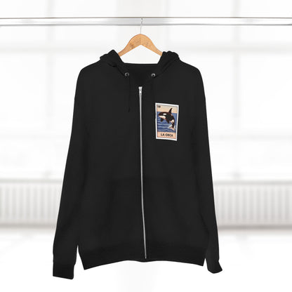 Orca Lotería Unisex - Zip Cotton Blend Fleece Hoodie (La Orca)