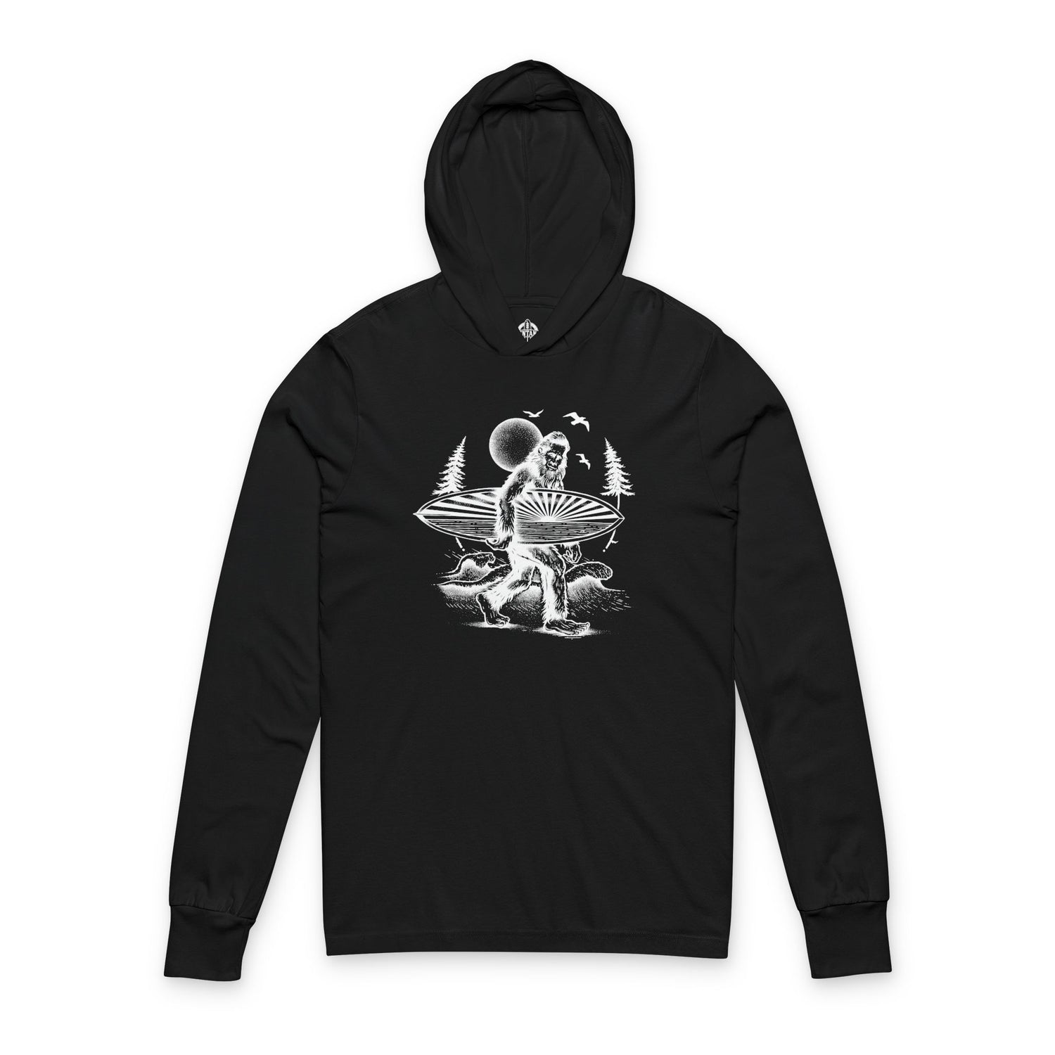 Ventana Surfsquatch by Thiago Bianchini Unisex - Cotton Long Sleeve Hooded T-Shirt
