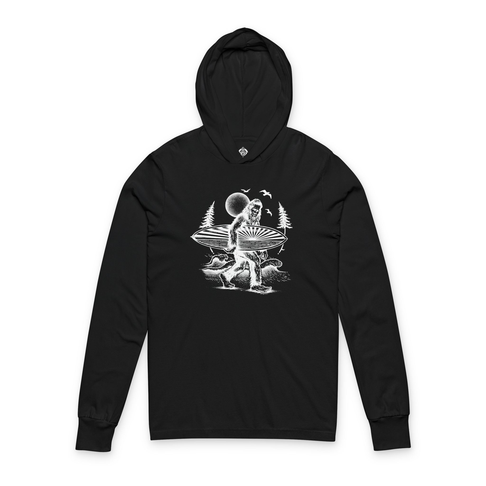 Ventana Surfsquatch by Thiago Bianchini Unisex - Cotton Long Sleeve Hooded T-Shirt