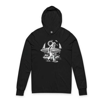 Ventana Surfsquatch by Thiago Bianchini Unisex - Cotton Long Sleeve Hooded T-Shirt