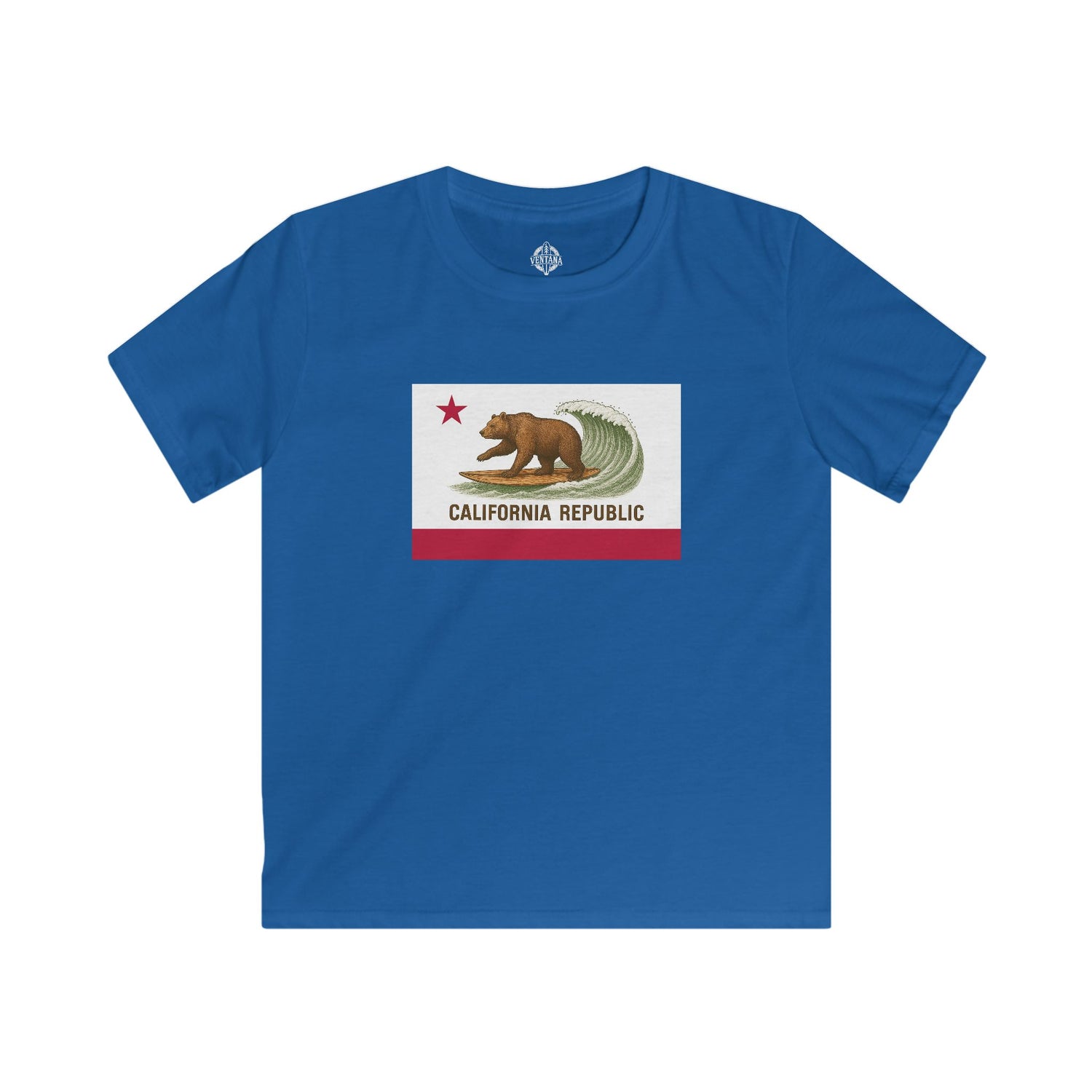 California Surfing Bear Flag Kids - Soft Style U.S. Cotton T-Shirt