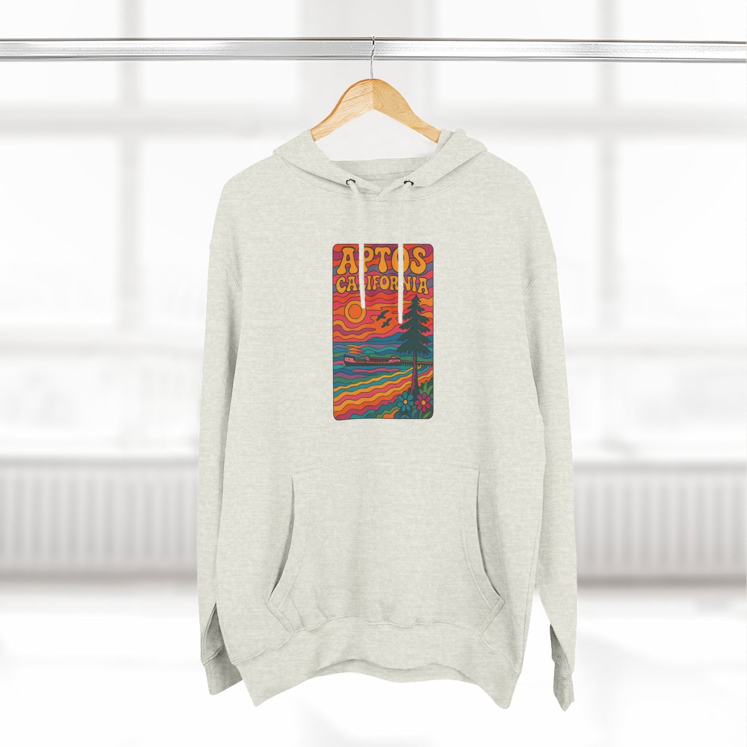 Aptos California Psychedelic Unisex - Pull-Over Cotton Blend Fleece Hoodie