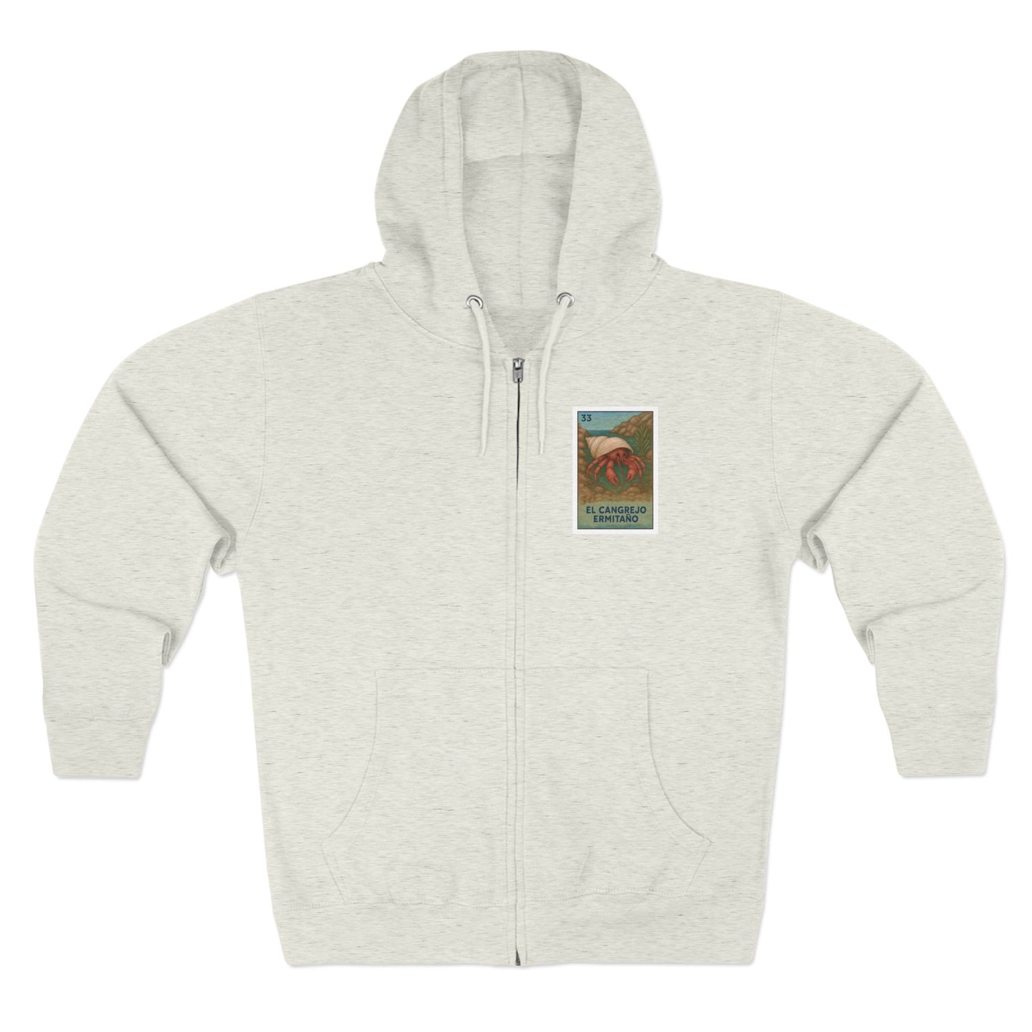 Hermit Crab Lotería Unisex - Zip Cotton Blend Fleece Hoodie (El Cangrejo Ermitaño)