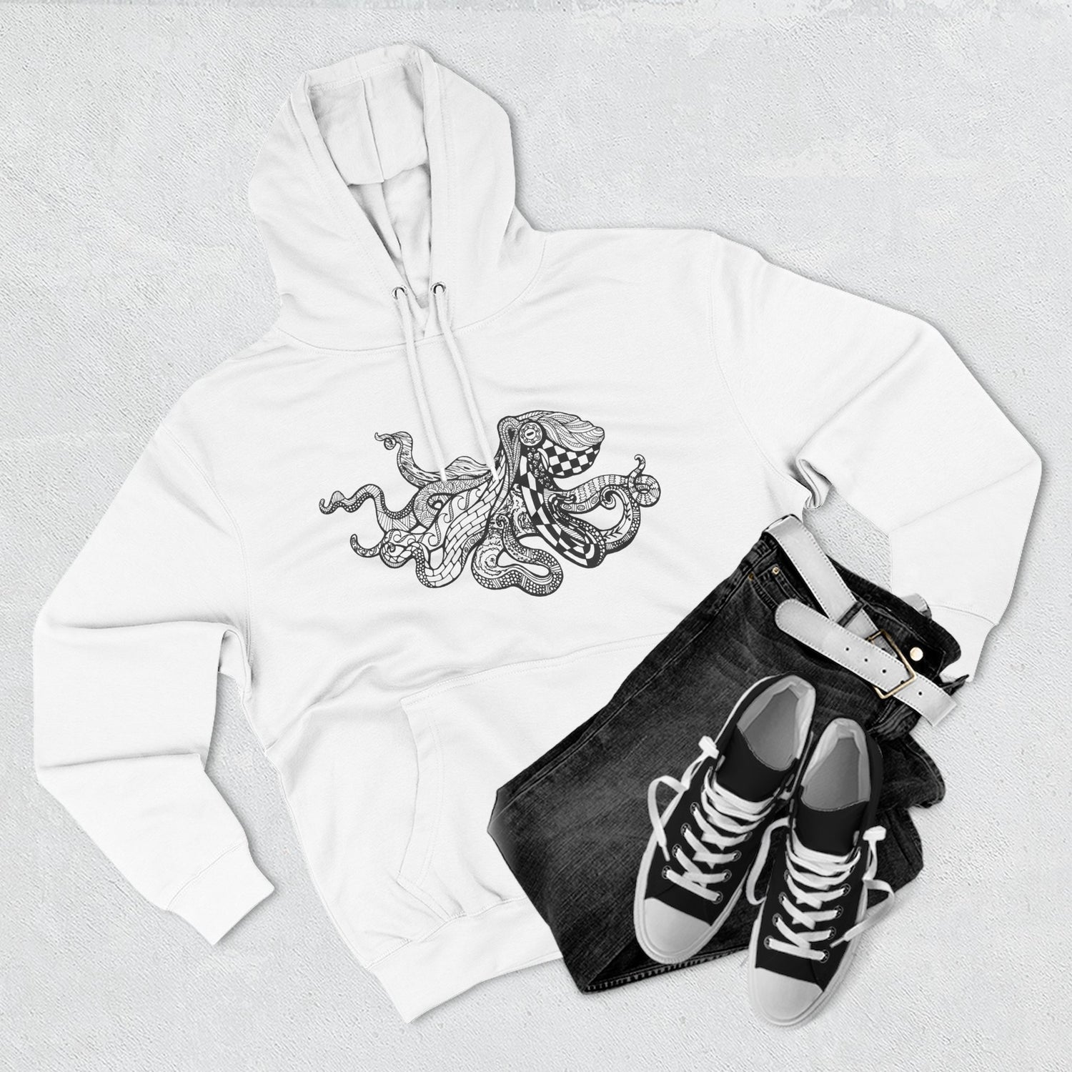 Ventangle Octopus Unisex - Pull-Over Cotton Blend Fleece Hoodie