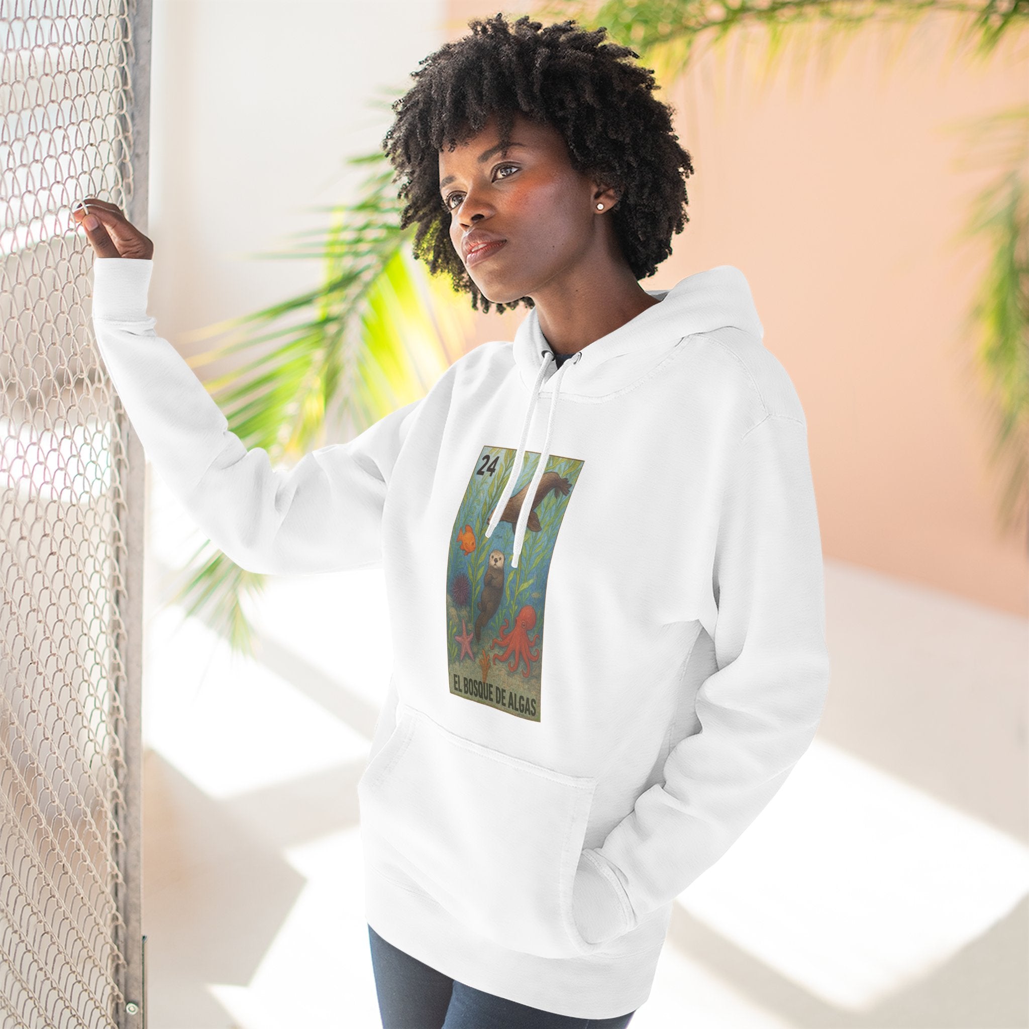 Kelp Forest Lotería Unisex - Pull-Over Cotton Blend Fleece Hoodie (El Bosque de Algas)