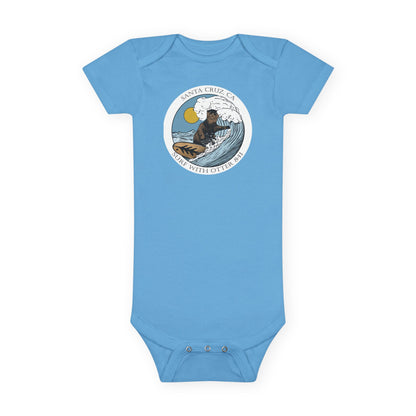 Surf with Otter 841 by Thiago Bianchini - Baby Short Sleeve 100% Cotton Onesie