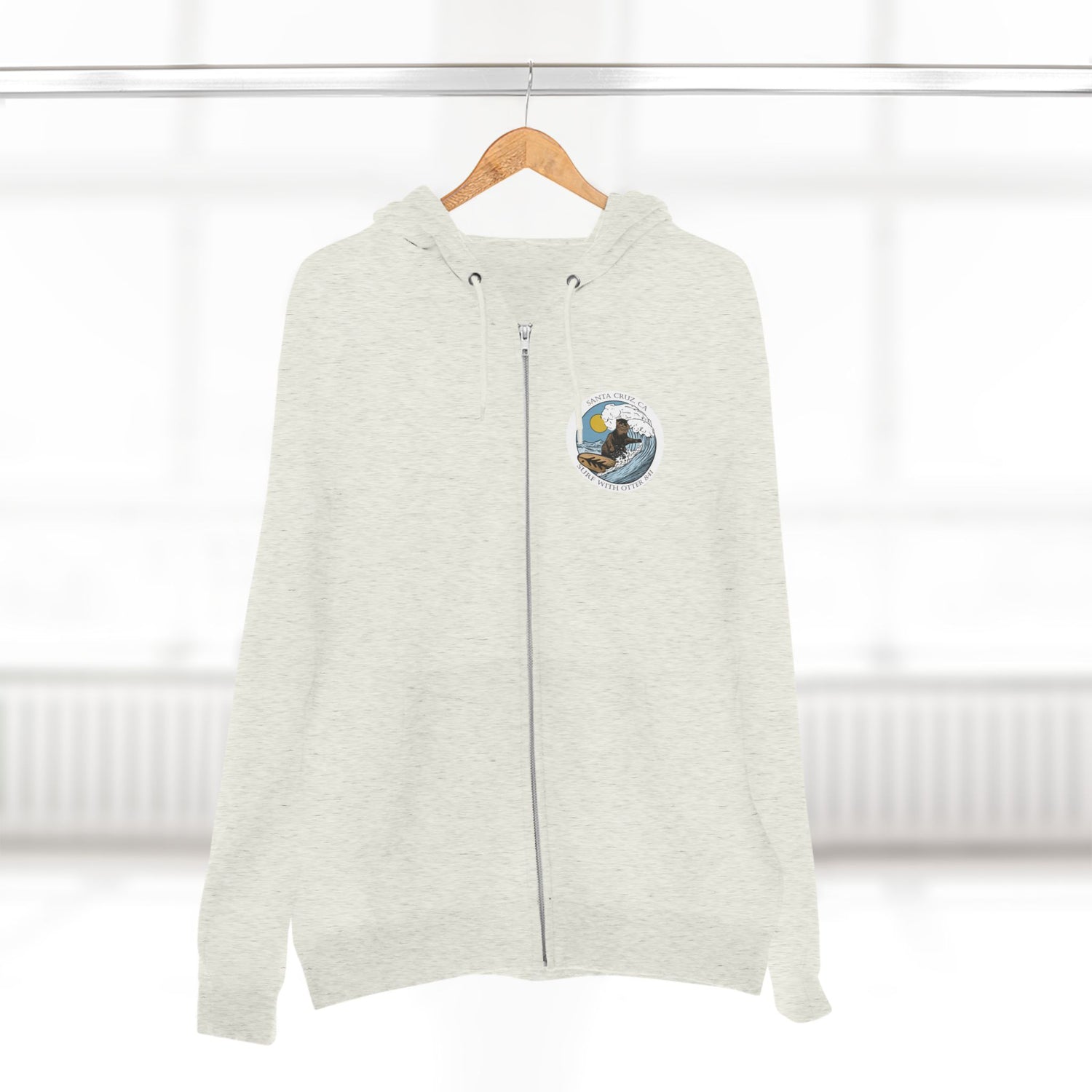 Surf with Otter 841 by Thiago Bianchini Unisex - Zip Cotton Blend Fleece Hoodie