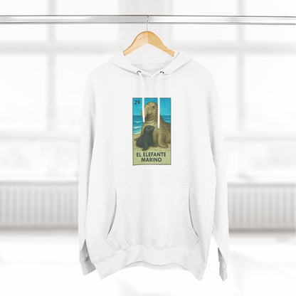 Elephant Seal Lotería Unisex - Pull-Over Cotton Blend Fleece Hoodie (El Elefanto Marino)