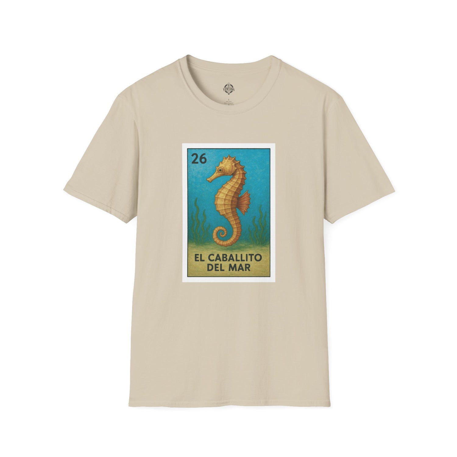 Seahorse Lotería Unisex - Soft Style U.S. Cotton T-Shirt (El Caballito del Mar)