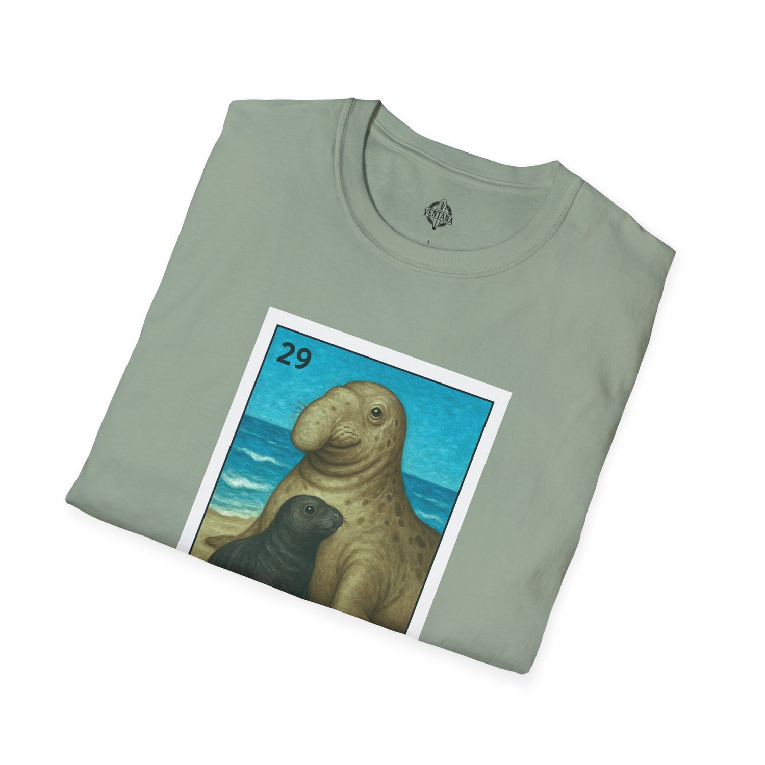 Elephant Seal Lotería Unisex - Soft Style U.S. Cotton T-Shirt (El Elefante Marino)