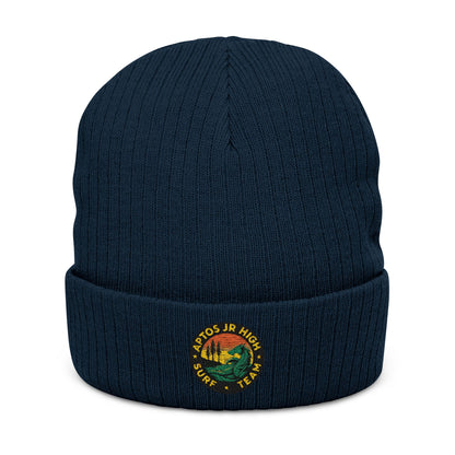 Aptos Junior High Surf Team - Embroidered Unisex Ribbed Knit Beanie with Recycled Polyester