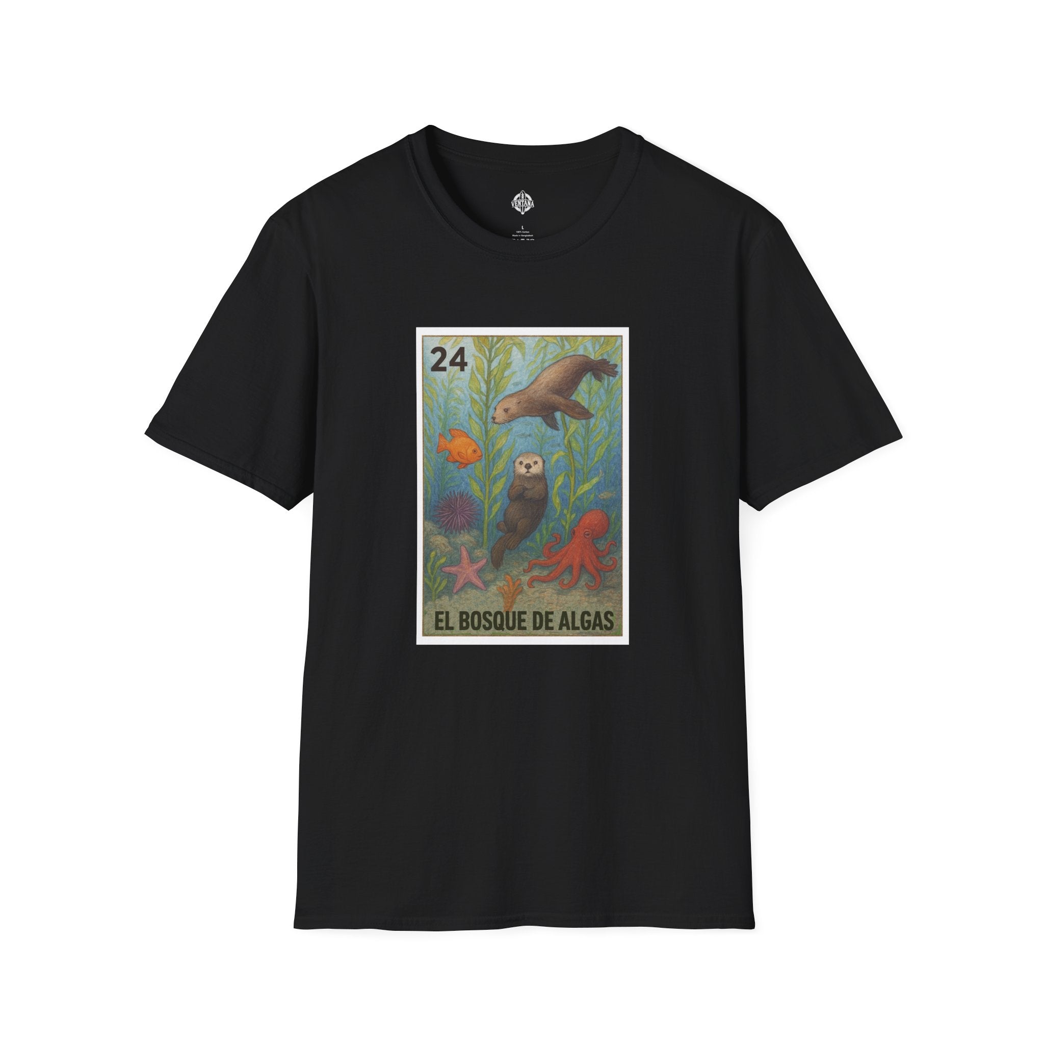 Kelp Forest Lotería Unisex - Soft Style U.S. Cotton T-Shirt (El Bosque de Algas)