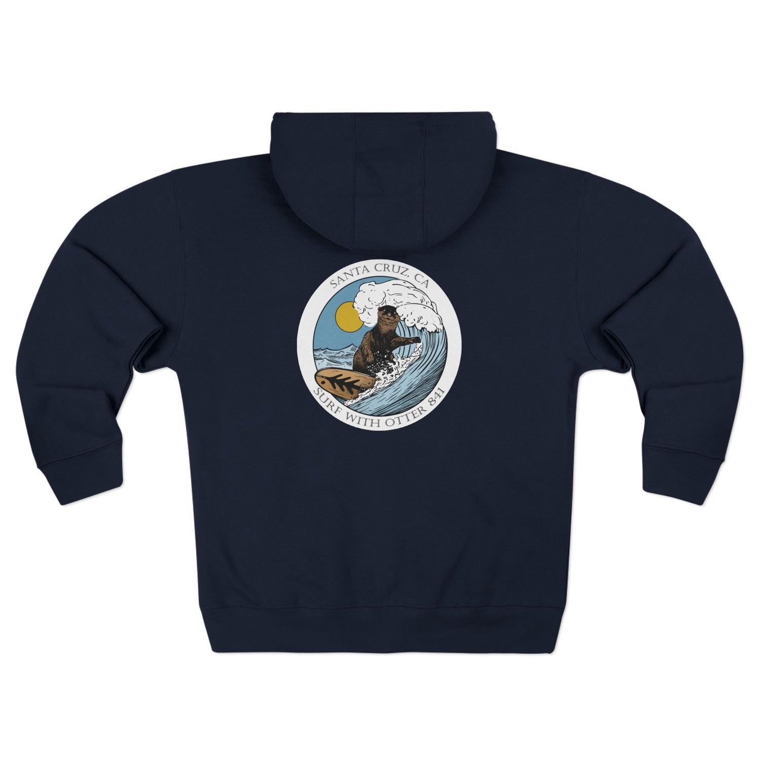 Surf with Otter 841 by Thiago Bianchini Unisex - Zip Cotton Blend Fleece Hoodie