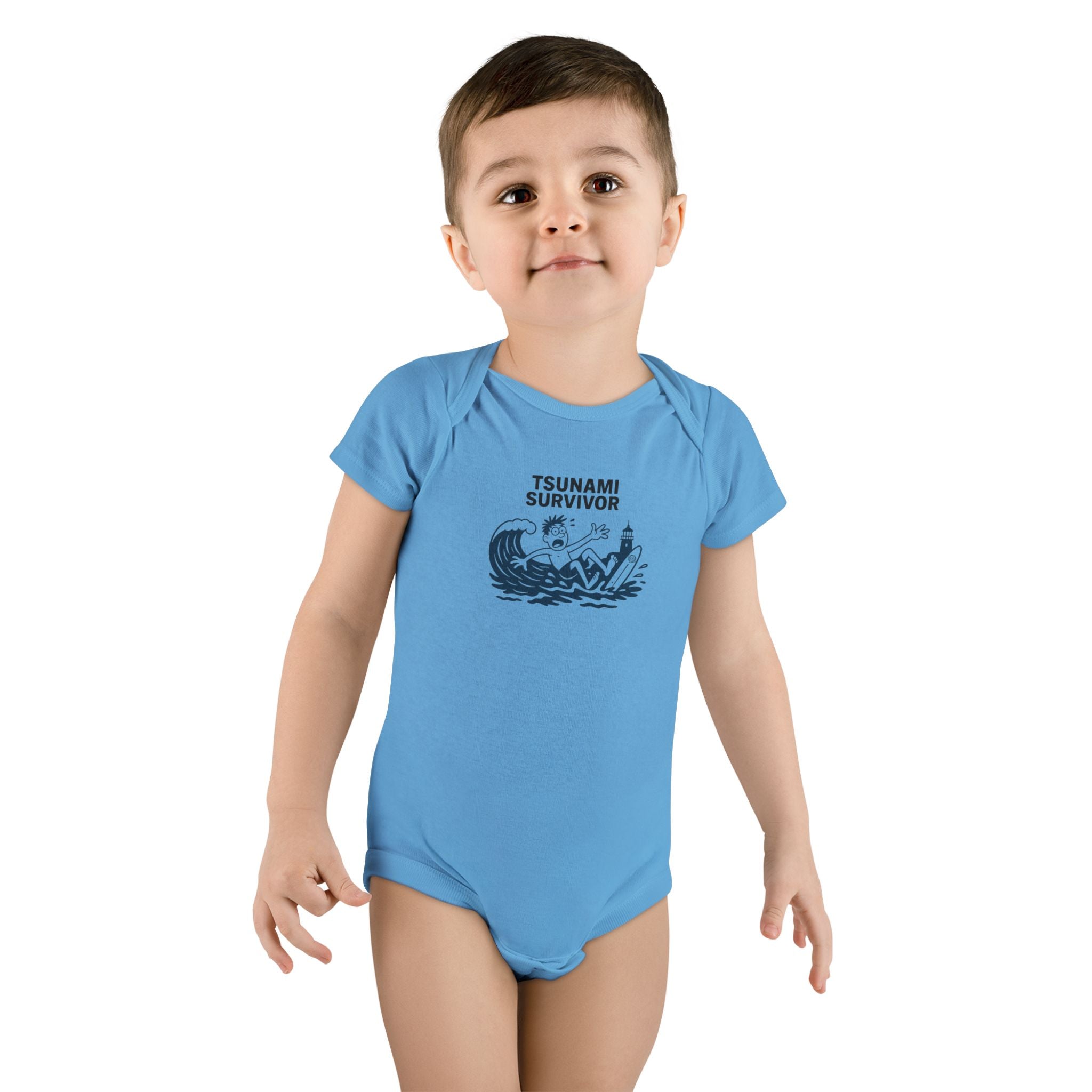 Tsunami Survivor - Baby Short Sleeve 100% Cotton Onesie