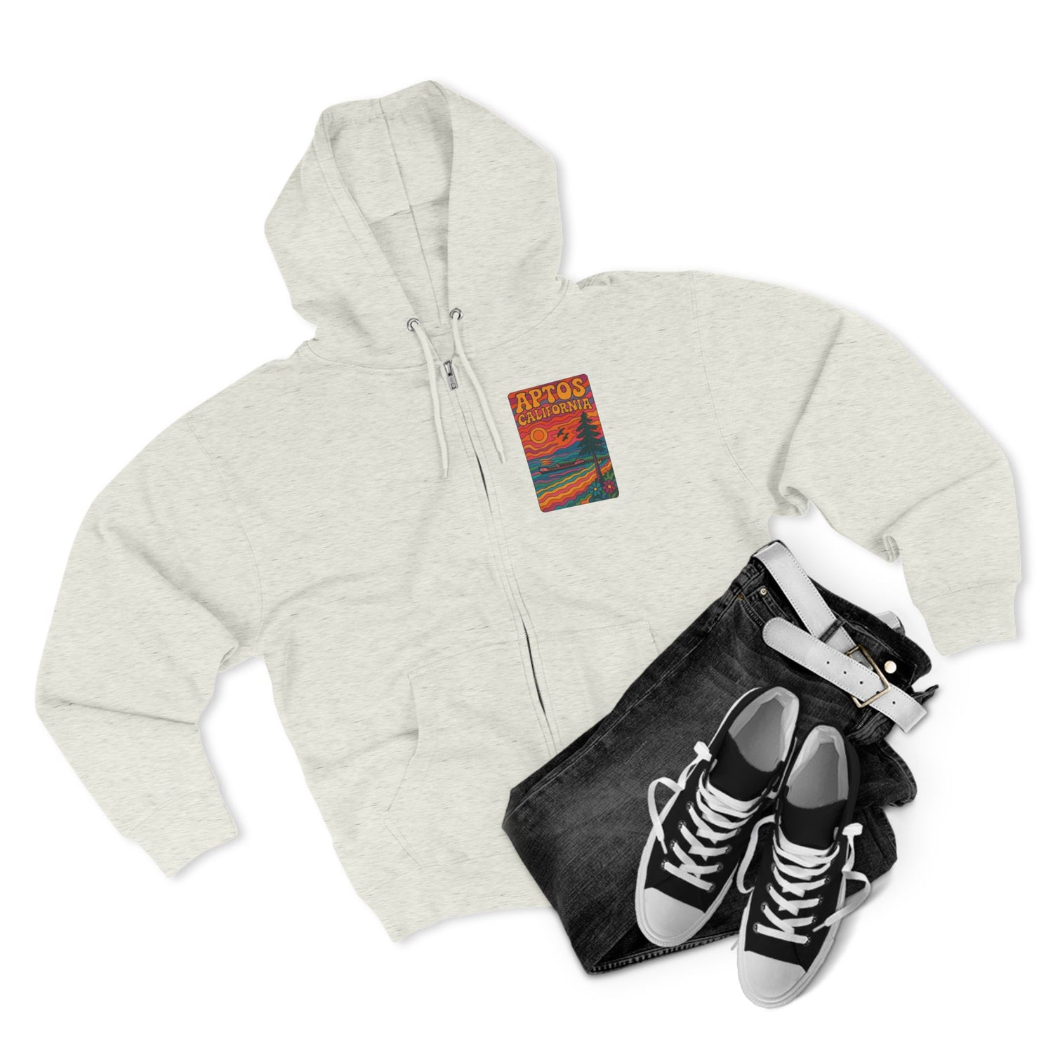 Aptos California Psychedelic Unisex - Zip Cotton Blend Fleece Hoodie