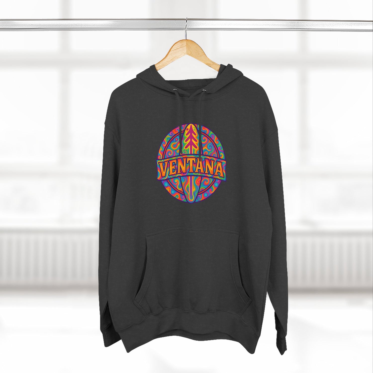 Ventana Psychedelic Treefish Logo Unisex - Pull-Over Cotton Blend Fleece Hoodie