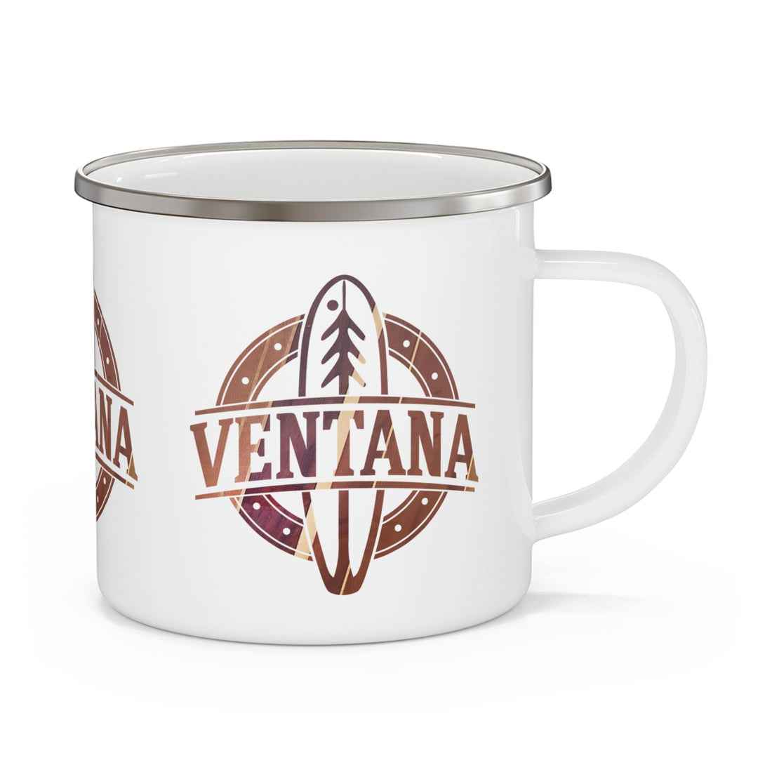 Ventana Treefish Logo Enamel Camping Mug (12oz, Small)