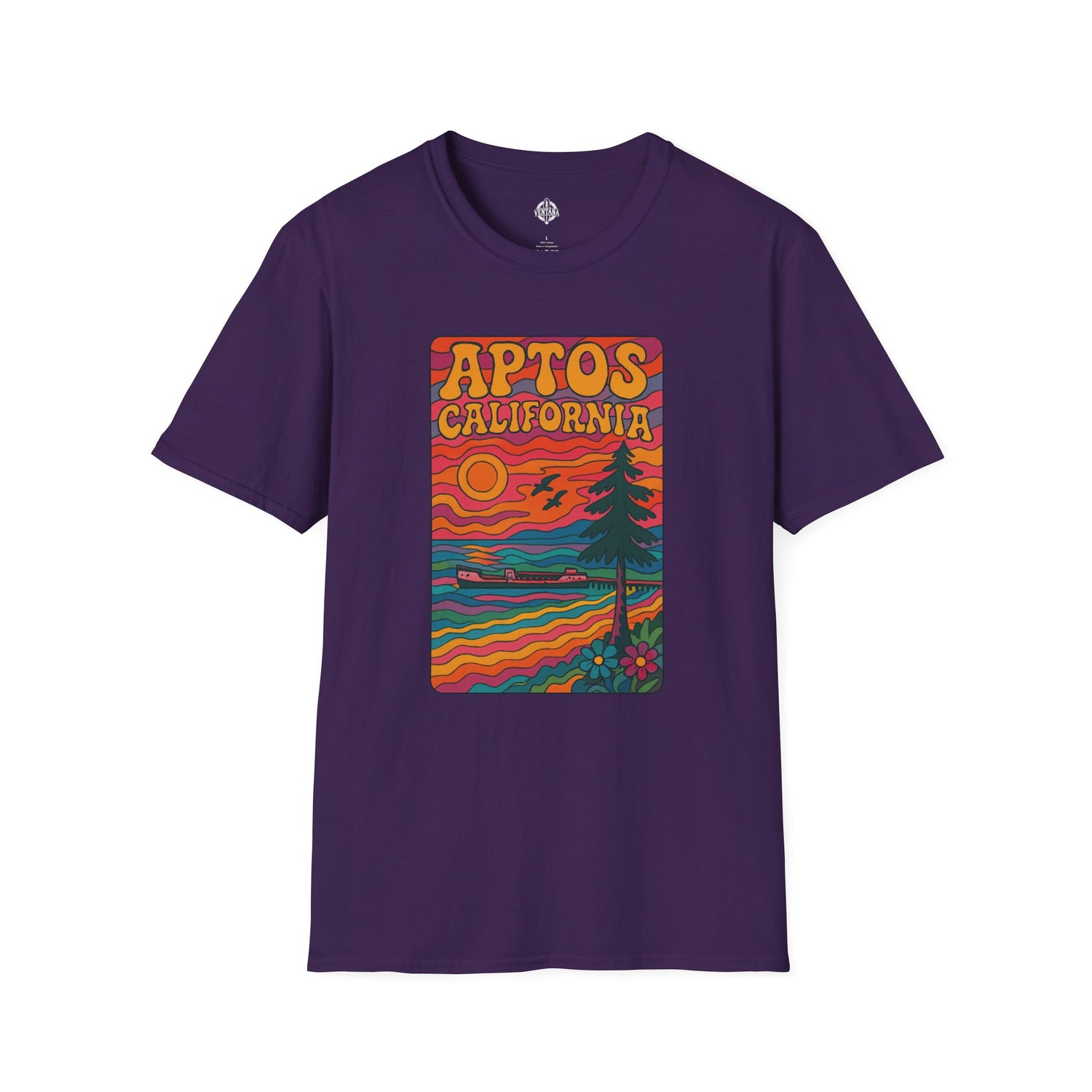Aptos California Psychedelic Unisex - U.S. Cotton T-Shirt