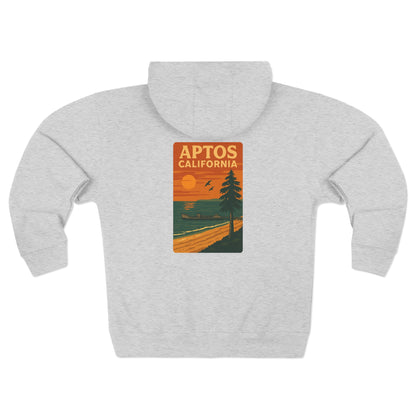 Aptos California Sunset Unisex - Zip Cotton Blend Fleece Hoodie