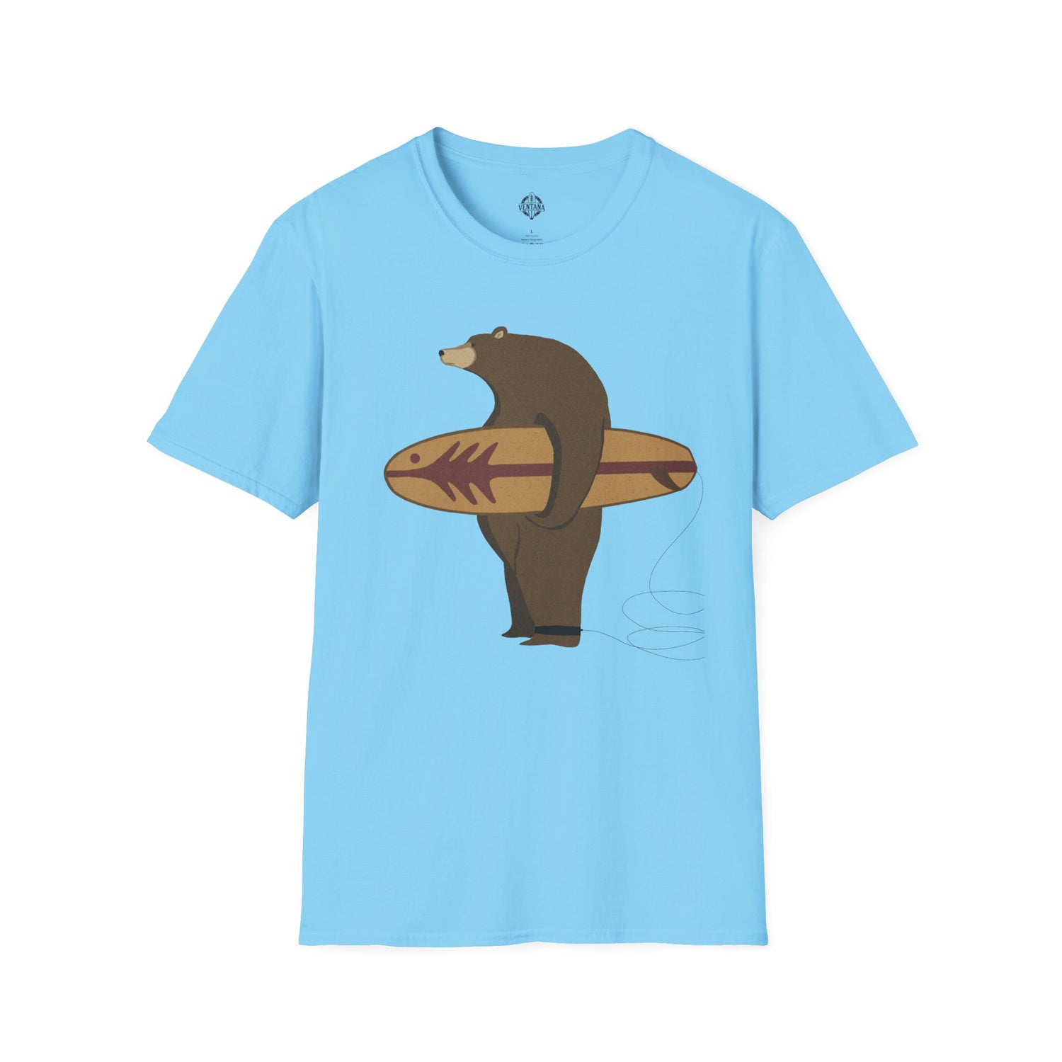 Surfing Grizzly Bear by Fabian Lavater Unisex - Soft Style U.S. Cotton T-Shirt
