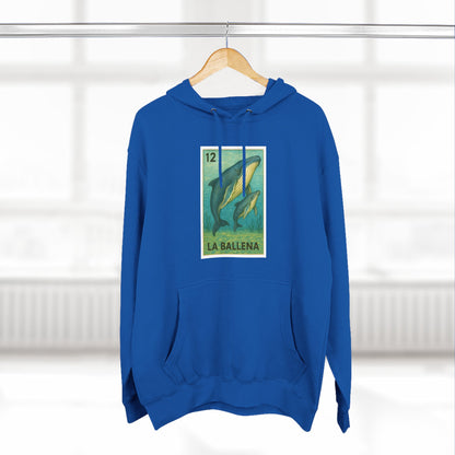 Whale Lotería Unisex - Pull-Over Cotton Blend Fleece Hoodie (La Ballena)