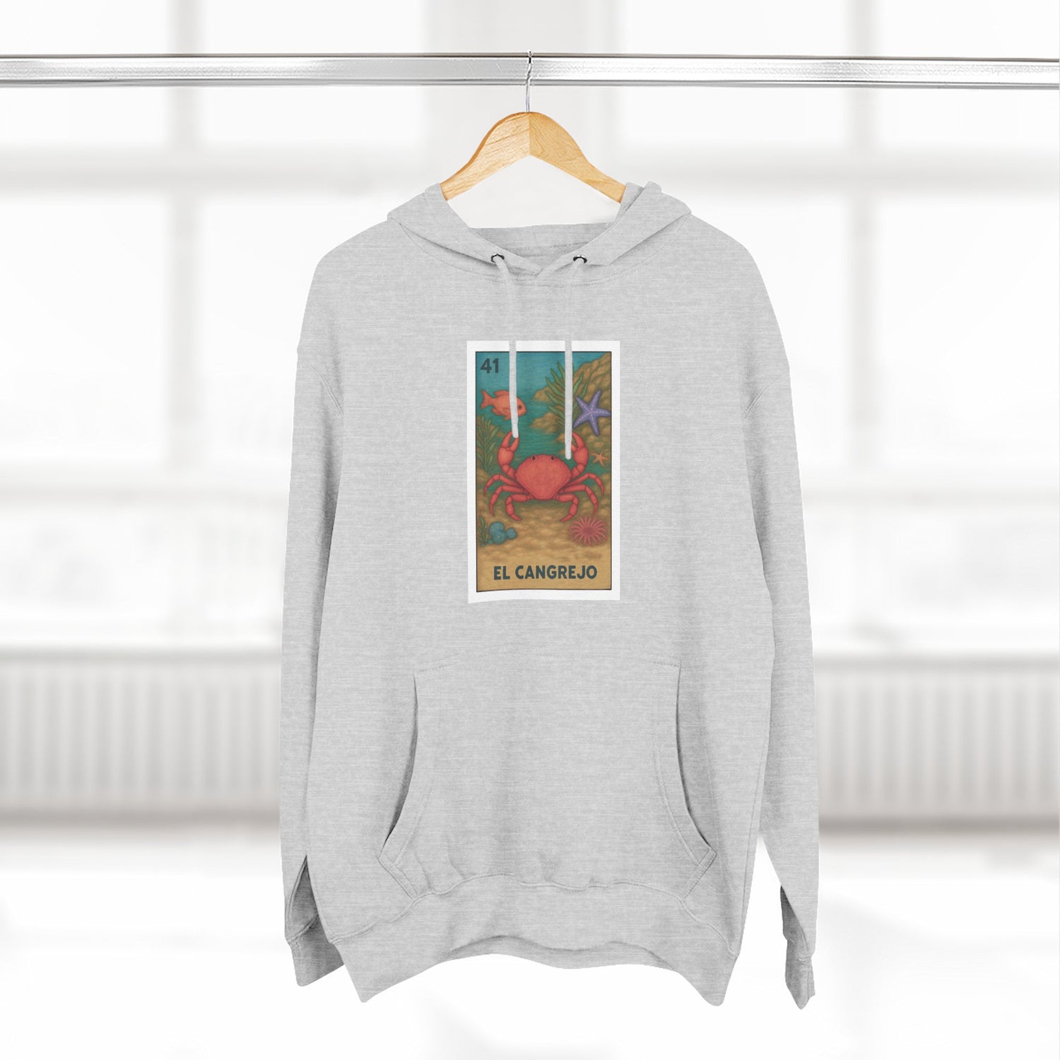 Crab Lotería Unisex - Pull-Over Cotton Blend Fleece Hoodie (El Cangrejo)