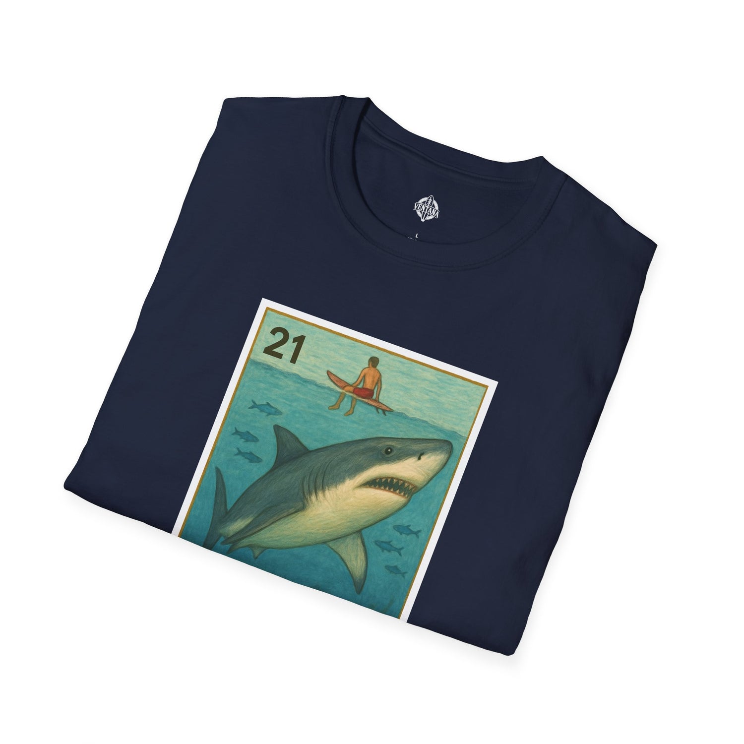 Shark Lotería Unisex - Soft Style U.S. Cotton T-Shirt (El Tiburón)