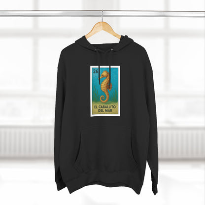 Seahorse Lotería Unisex - Pull-Over Cotton Blend Fleece Hoodie (El Caballito del Mar)