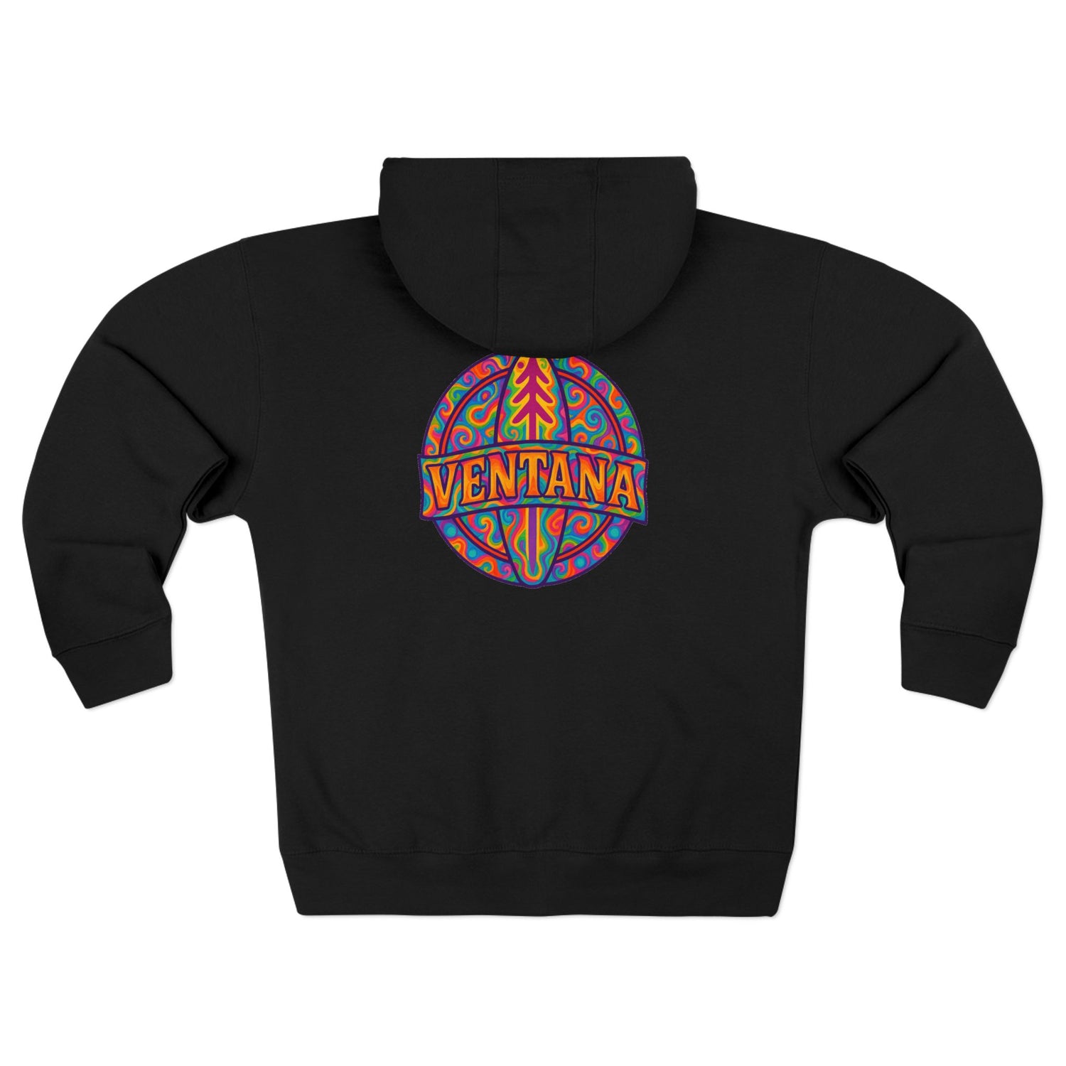 Ventana Psychedelic Treefish Logo Unisex - Zip Cotton Blend Fleece Hoodie