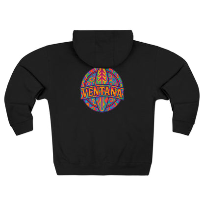 Ventana Psychedelic Treefish Logo Unisex - Zip Cotton Blend Fleece Hoodie