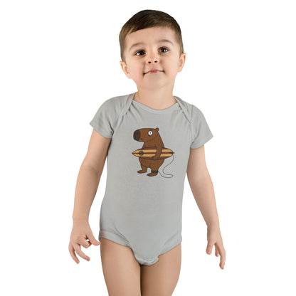Capybara Surfer - Baby Short Sleeve 100% Cotton Onesie