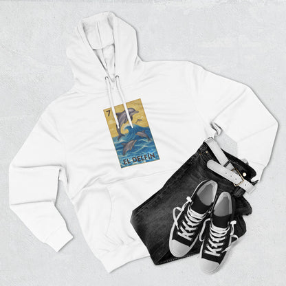 Dolphin Lotería Unisex - Pull-Over Cotton Blend Fleece Hoodie (El Delfín)