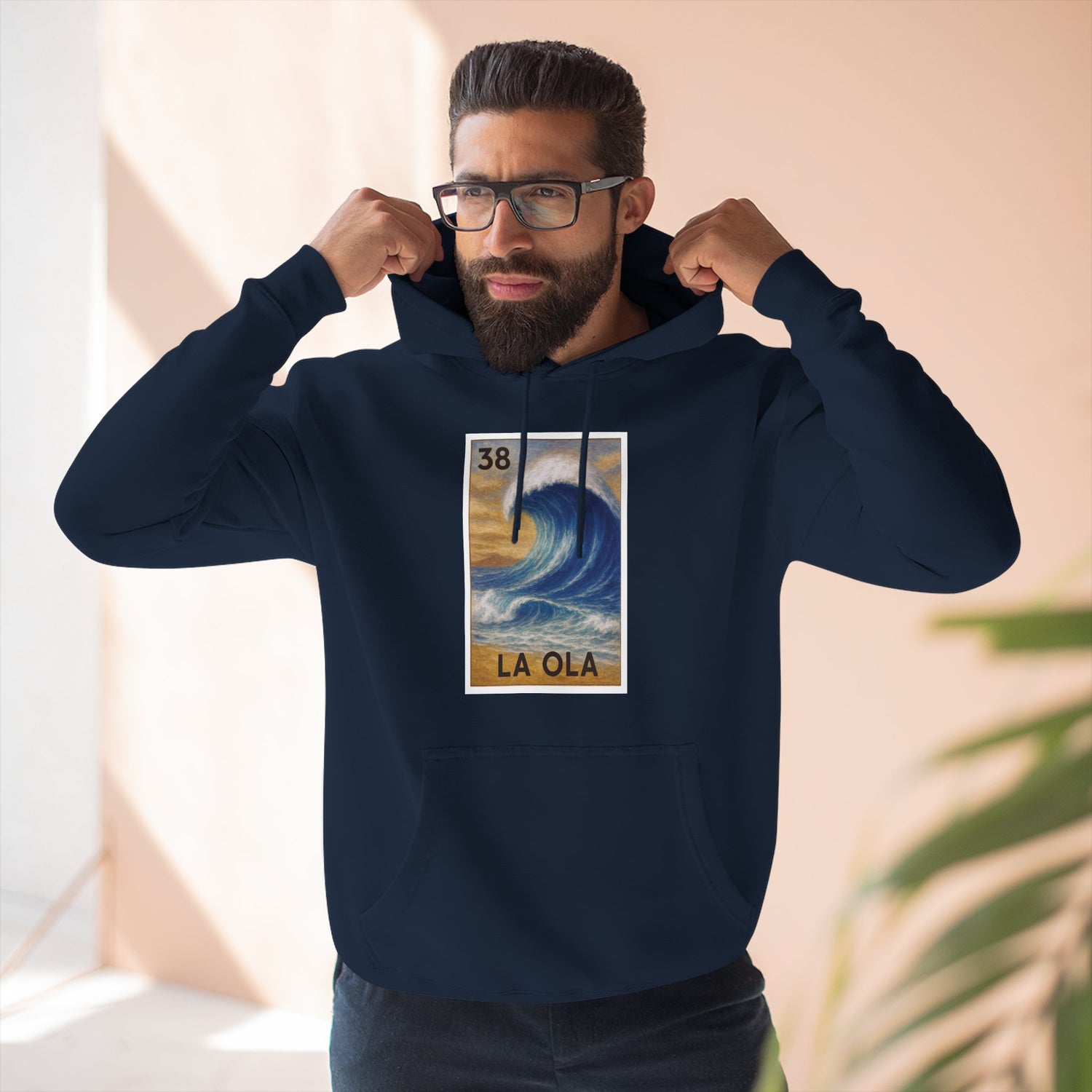 Wave Lotería Unisex - Pull-Over Cotton Blend Fleece Hoodie (La Ola)
