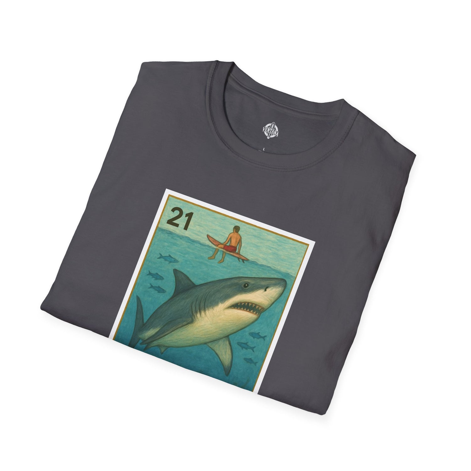 Shark Lotería Unisex - Soft Style U.S. Cotton T-Shirt (El Tiburón)
