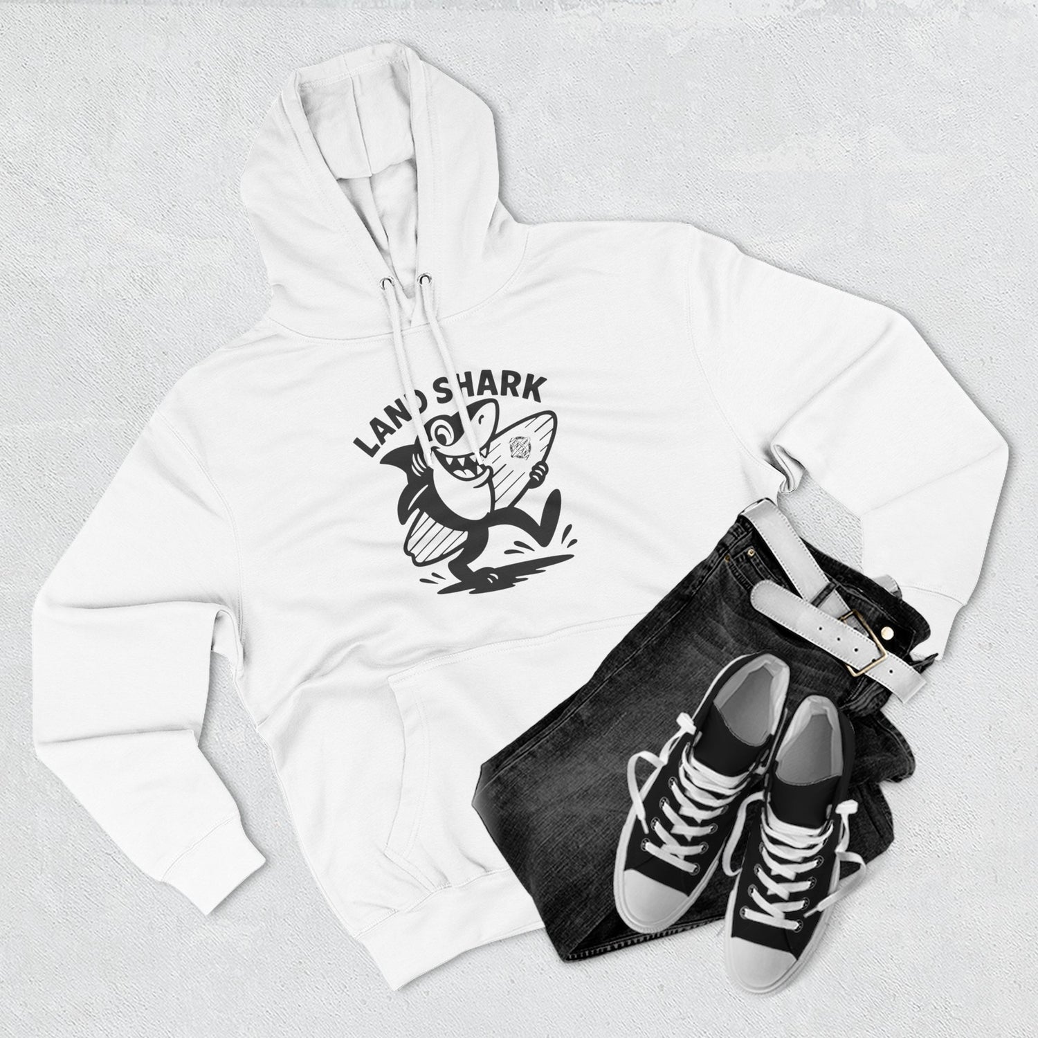 Land Shark Unisex - Pull-Over Cotton Blend Fleece Hoodie