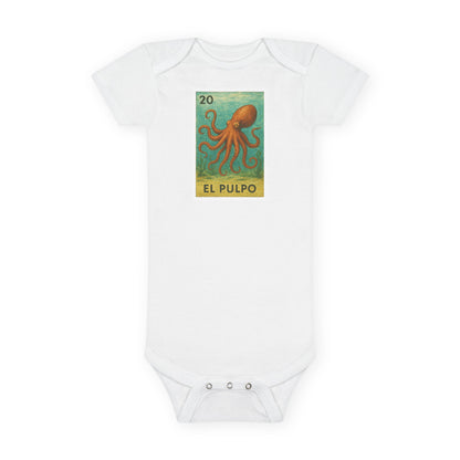 Octopus Lotería - Baby Short Sleeve 100% Cotton Onesie (El Pulpo)