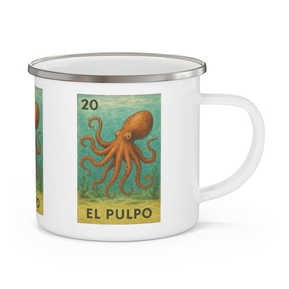 Octopus Lotería Enamel Camping Mug (El Pulpo) (12oz - small)