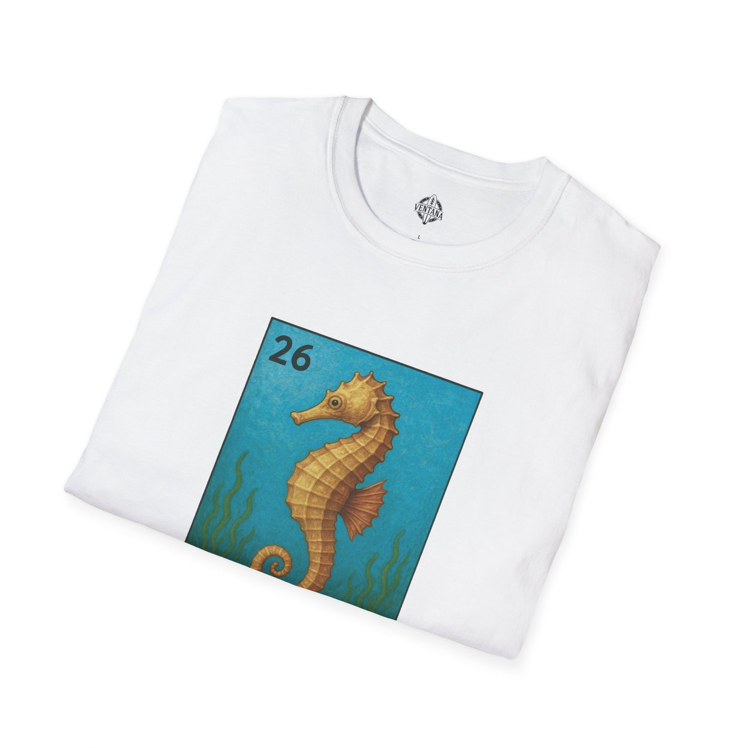 Seahorse Lotería Unisex - Soft Style U.S. Cotton T-Shirt (El Caballito del Mar)