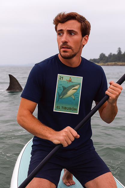 Shark Lotería Unisex - Soft Style U.S. Cotton T-Shirt (El Tiburón)