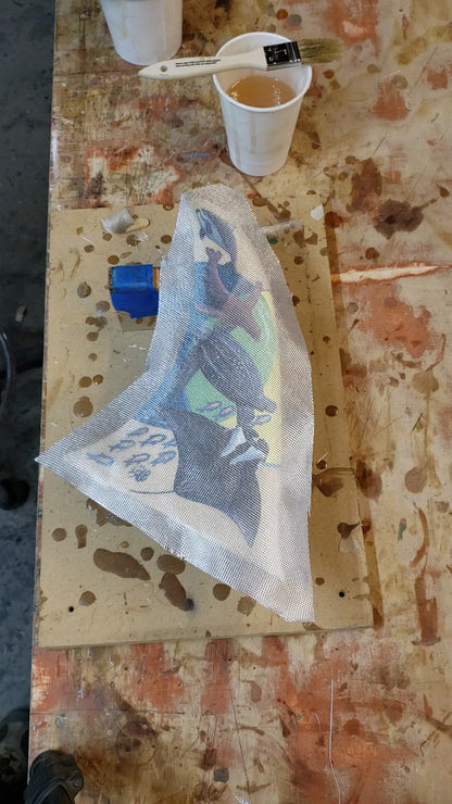 Follow the Sun Art fin fiberglassing