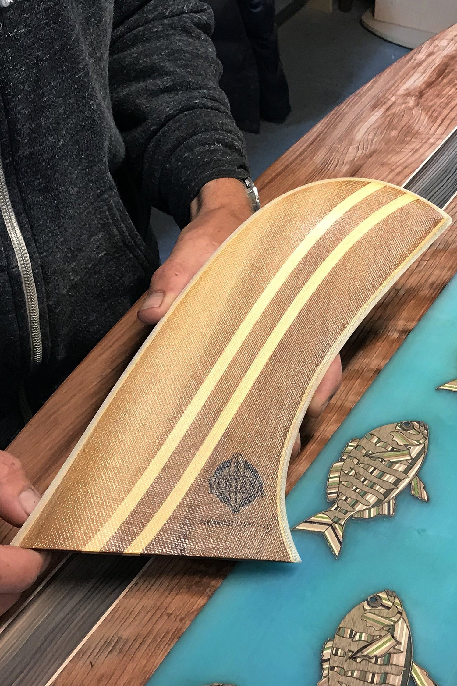 Aquarium Cedar Longboard Hatchet Fin-Ventana Surfboards &amp; Supplies